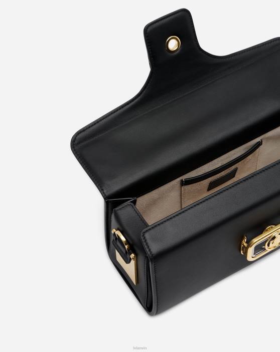 Lanvin sievietes zīmulis kaķa soma kastē teļš 40LF148 Piederumi melns