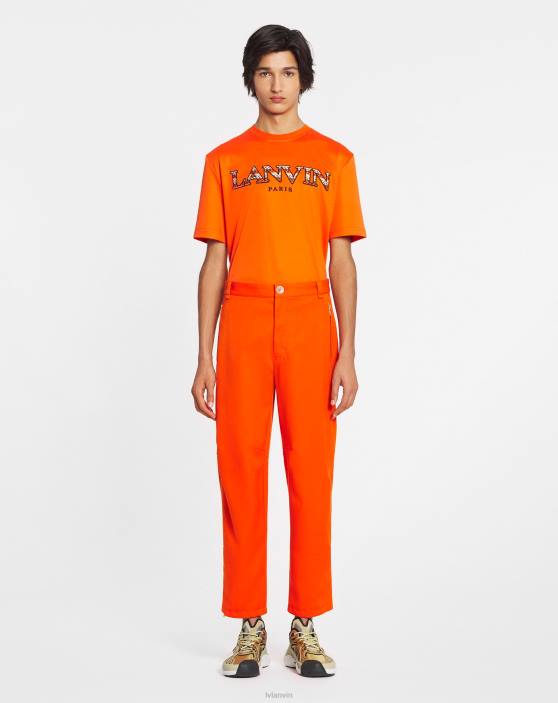 Lanvin vīriešiem baikeru bikses 40LF374 apģērbs spilgti oranža
