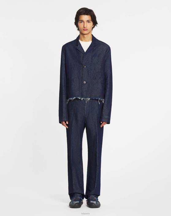 Lanvin vīriešiem džinsa bikses ar neapstrādātu apakšmalu 40LF350 apģērbs jūras zils