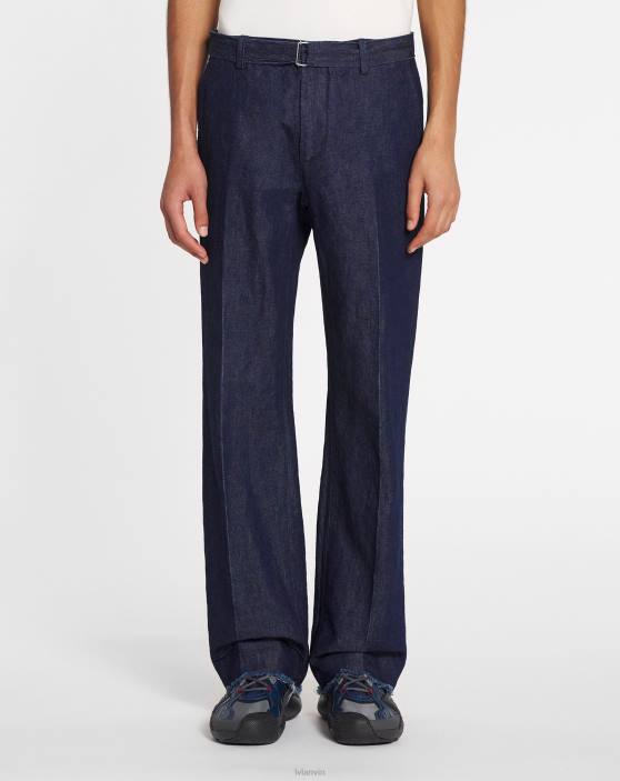 Lanvin vīriešiem džinsa bikses ar neapstrādātu apakšmalu 40LF350 apģērbs jūras zils