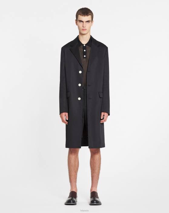 Lanvin vīriešiem pielāgoti šorti ar neapstrādātām apakšmalas detaļām 40LF352 apģērbs melns