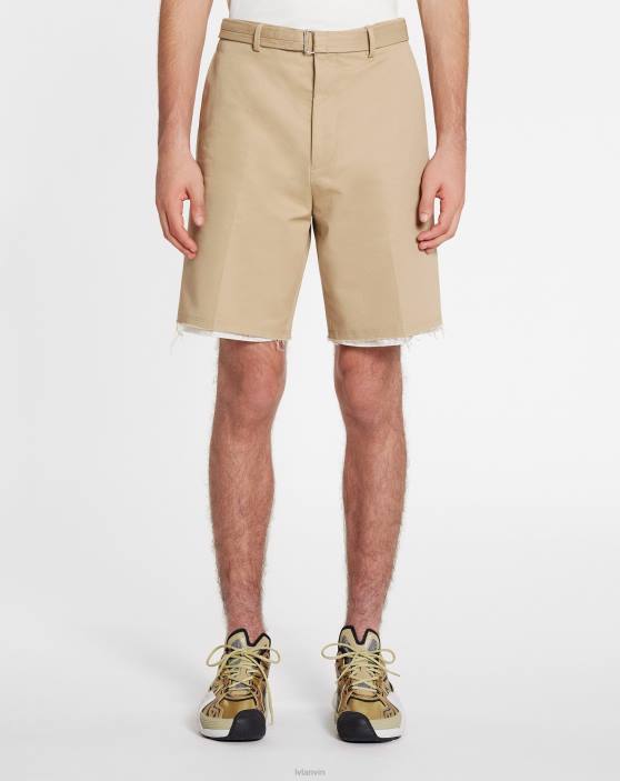 Lanvin vīriešiem pielāgoti šorti ar neapstrādātām apakšmalas detaļām 40LF362 apģērbs bēšs