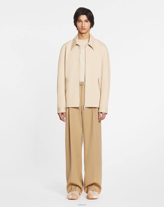 Lanvin vīriešiem platas bikses ar dubultu kroku 40LF359 apģērbs kamielis