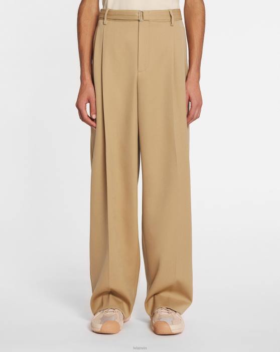 Lanvin vīriešiem platas bikses ar dubultu kroku 40LF359 apģērbs kamielis