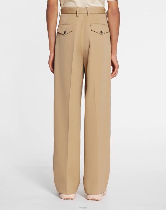 Lanvin vīriešiem platas bikses ar dubultu kroku 40LF359 apģērbs kamielis