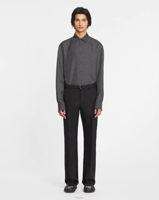Lanvin vīriešiem apdrukāts klasisks krekls 40LF299 apģērbs melns