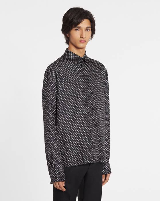 Lanvin vīriešiem apdrukāts klasisks krekls 40LF299 apģērbs melns