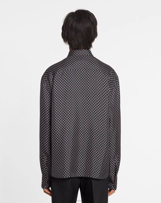 Lanvin vīriešiem apdrukāts klasisks krekls 40LF299 apģērbs melns