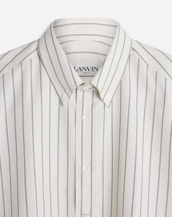 Lanvin vīriešiem apgriezts krekls ar īsām piedurknēm 40LF298 apģērbs krīts