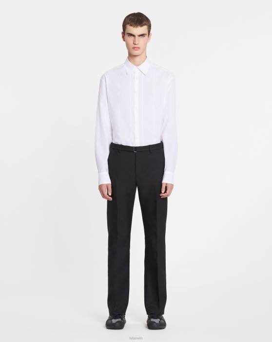Lanvin vīriešiem klasisks grosgrain krekls 40LF302 apģērbs balts