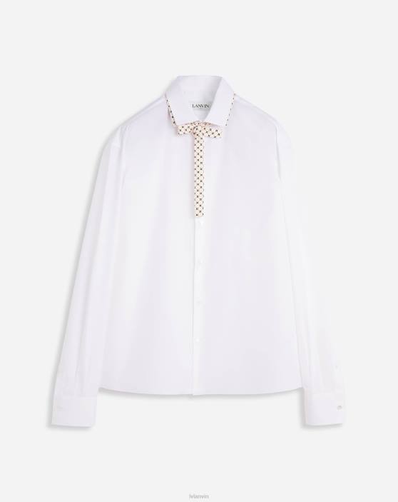 Lanvin vīriešiem krekls ar dubultu apkakli 40LF301 apģērbs optiski balts