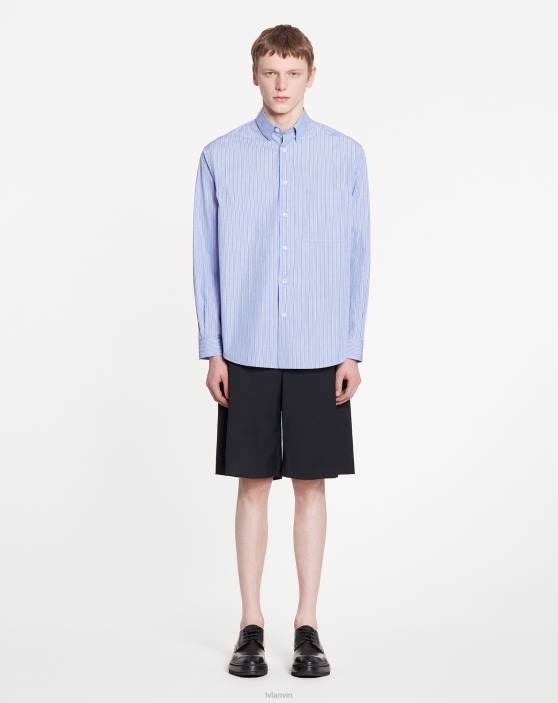 Lanvin vīriešiem lielizmēra krekls ar kabatu 40LF311 apģērbs tumši zils/zils