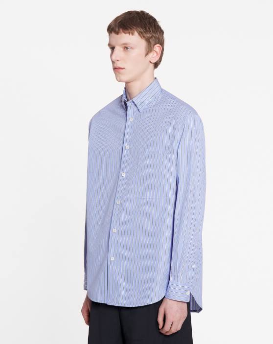 Lanvin vīriešiem lielizmēra krekls ar kabatu 40LF311 apģērbs tumši zils/zils