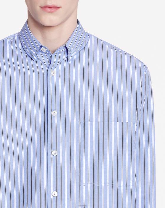 Lanvin vīriešiem lielizmēra krekls ar kabatu 40LF311 apģērbs tumši zils/zils