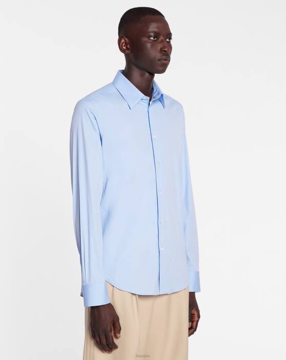 Lanvin vīriešiem pieguļošs krekls ar redzamām pogām 40LF312 apģērbs gaiši zils