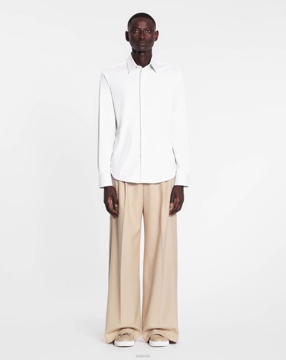 Lanvin vīriešiem pieguļošs krekls ar redzamām pogām 40LF314 apģērbs optiski balts