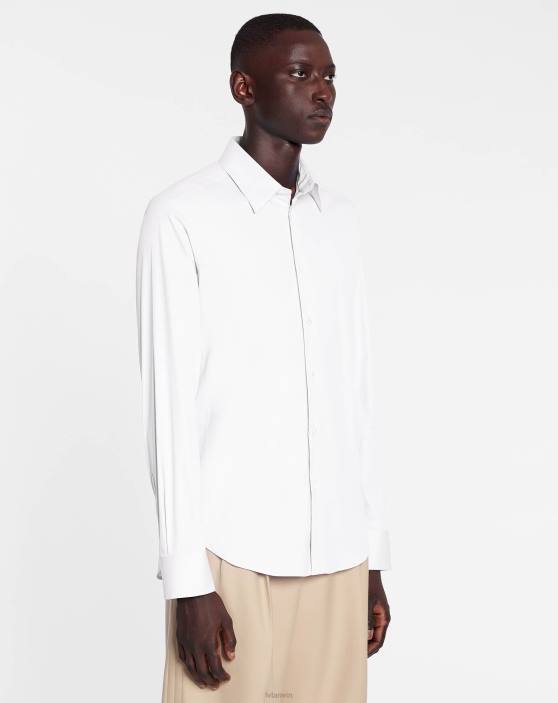 Lanvin vīriešiem pieguļošs krekls ar redzamām pogām 40LF314 apģērbs optiski balts