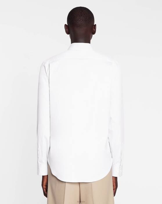 Lanvin vīriešiem pieguļošs krekls ar redzamām pogām 40LF314 apģērbs optiski balts