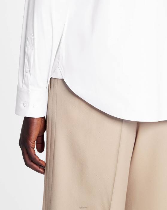 Lanvin vīriešiem pieguļošs krekls ar redzamām pogām 40LF314 apģērbs optiski balts