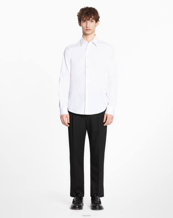 Lanvin vīriešiem slaids, elastīgs poplīna krekls 40LF304 apģērbs optiski balts