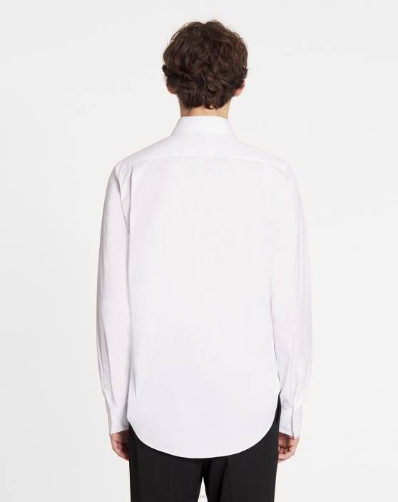 Lanvin vīriešiem slaids, elastīgs poplīna krekls 40LF304 apģērbs optiski balts