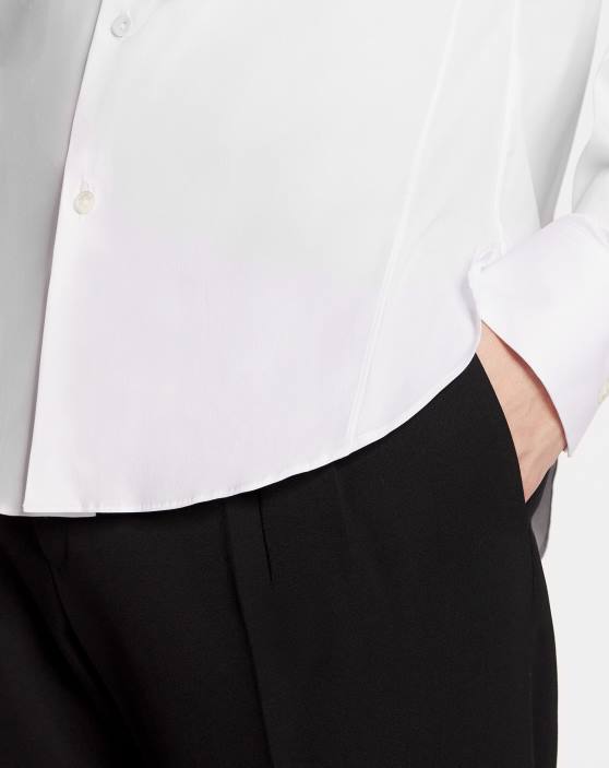 Lanvin vīriešiem slaids, elastīgs poplīna krekls 40LF304 apģērbs optiski balts