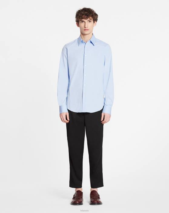 Lanvin vīriešiem slaids, elastīgs poplīna krekls 40LF306 apģērbs gaiši zils