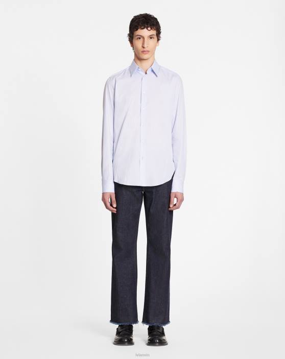 Lanvin vīriešiem slim fit krekls 40LF305 apģērbs gaiši zils/balts