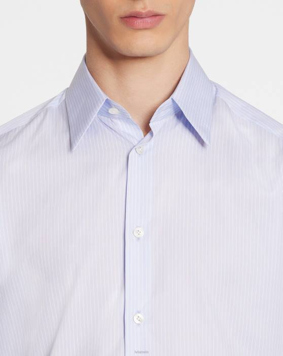 Lanvin vīriešiem slim fit krekls 40LF305 apģērbs gaiši zils/balts