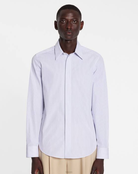 Lanvin vīriešiem slim fit krekls 40LF308 apģērbs zils/gaiši pelēks