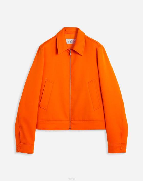 Lanvin vīriešiem jaka ar rāvējslēdzēju ar izvilktām kabatām 40LF340 apģērbs spilgti oranža