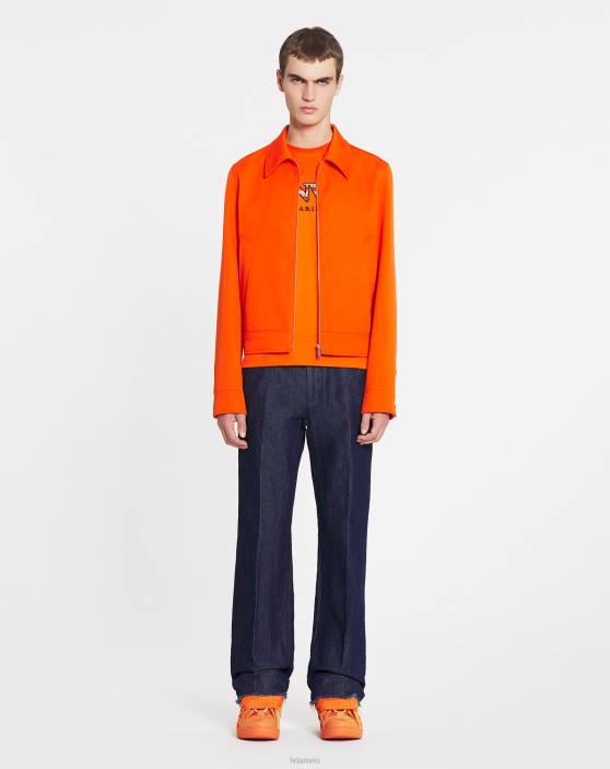 Lanvin vīriešiem jaka ar rāvējslēdzēju ar izvilktām kabatām 40LF340 apģērbs spilgti oranža