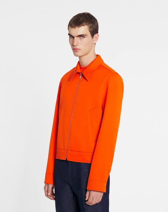 Lanvin vīriešiem jaka ar rāvējslēdzēju ar izvilktām kabatām 40LF340 apģērbs spilgti oranža