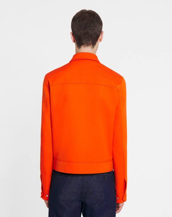 Lanvin vīriešiem jaka ar rāvējslēdzēju ar izvilktām kabatām 40LF340 apģērbs spilgti oranža