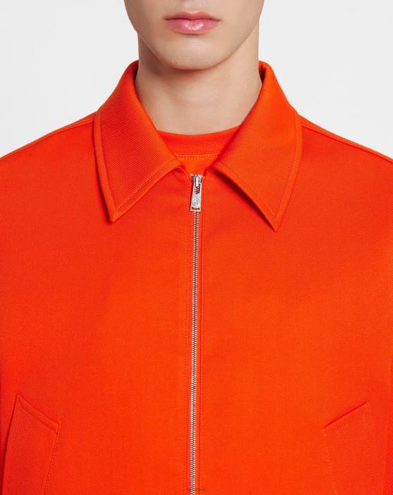 Lanvin vīriešiem jaka ar rāvējslēdzēju ar izvilktām kabatām 40LF340 apģērbs spilgti oranža