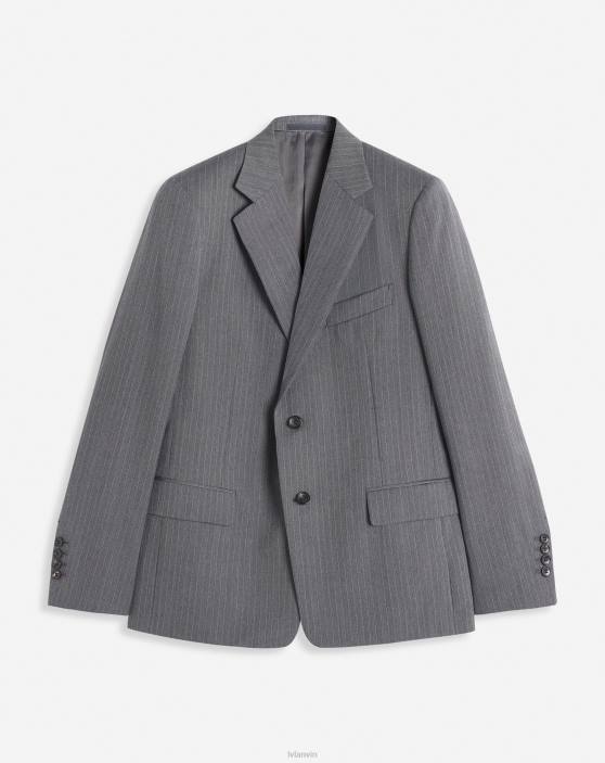 Lanvin vīriešiem jaka ar vienrindu pārloku kabatām 40LF331 apģērbs gaiši pelēks