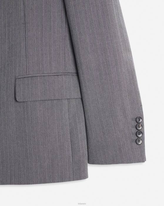 Lanvin vīriešiem jaka ar vienrindu pārloku kabatām 40LF331 apģērbs gaiši pelēks