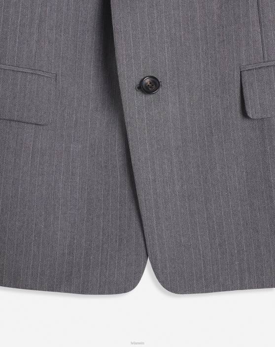 Lanvin vīriešiem jaka ar vienrindu pārloku kabatām 40LF331 apģērbs gaiši pelēks