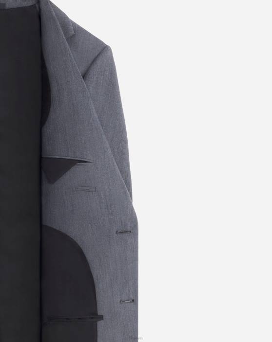 Lanvin vīriešiem jaka ar vienrindu pārloku kabatām 40LF333 apģērbs tumši pelēks