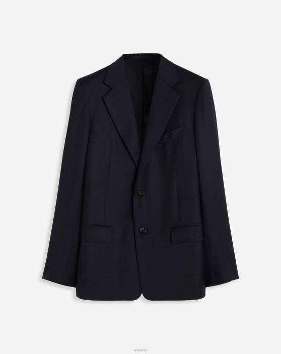 Lanvin vīriešiem jaka ar vienrindu pārloku kabatām 40LF334 apģērbs jūras zils