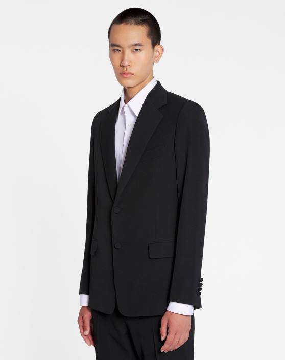Lanvin vīriešiem jaka ar vienrindu pārloku kabatām 40LF336 apģērbs melns