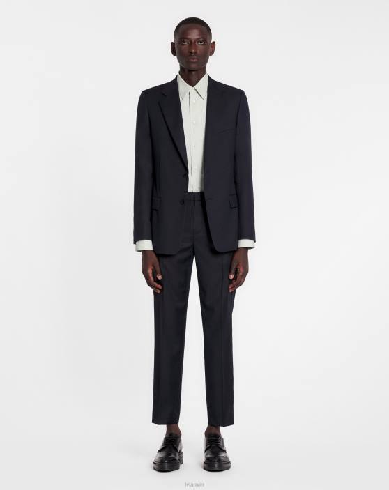 Lanvin vīriešiem jaka ar vienrindu pārloku kabatām 40LF337 apģērbs jūras zils