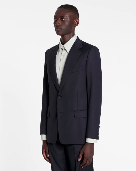 Lanvin vīriešiem jaka ar vienrindu pārloku kabatām 40LF337 apģērbs jūras zils