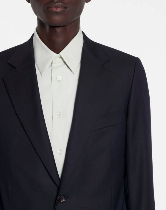 Lanvin vīriešiem jaka ar vienrindu pārloku kabatām 40LF337 apģērbs jūras zils