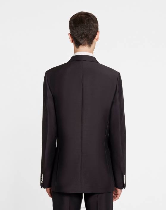 Lanvin vīriešiem vienrindas jaka ar ielāpu kabatām 40LF328 apģērbs melnkoks