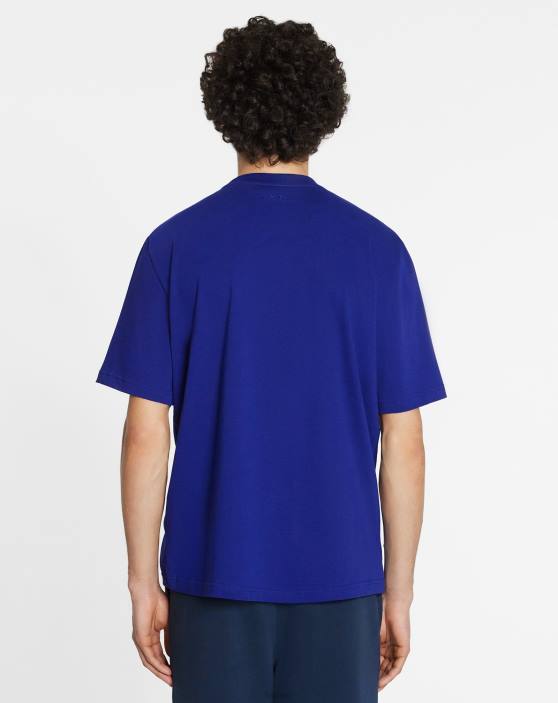 Lanvin vīriešiem apmales izšūts t-krekls 40LF254 apģērbs majorelle zila