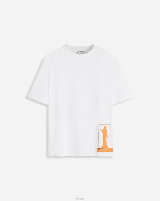Lanvin vīriešiem arhīvs apdrukāts t-krekls 40LF249 apģērbs optiski balts
