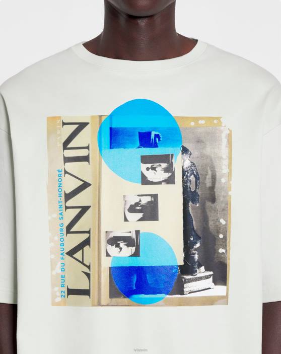 Lanvin vīriešiem arhīvs apdrukāts t-krekls 40LF252 apģērbs salvija