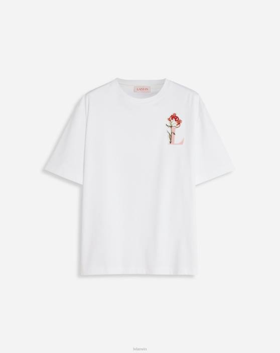 Lanvin vīriešiem botanica apdrukāts t-krekls 40LF250 apģērbs optiski balts