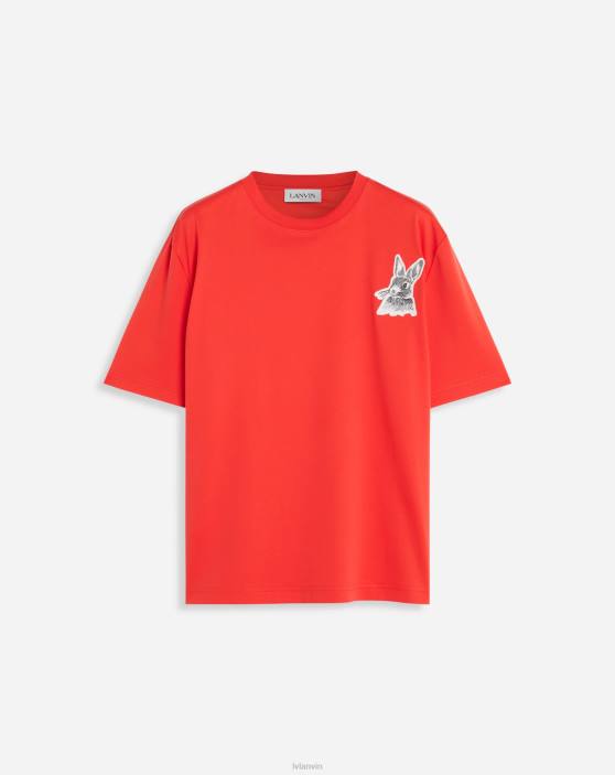Lanvin vīriešiem botanica apdrukāts t-krekls 40LF251 apģērbs magoņu sarkans